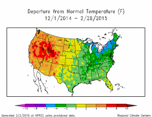 winter temperature departures